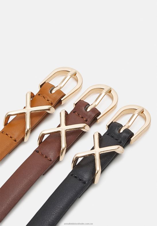 3-pack bälte svart/brunt/konjak Anna Field 42BF62737 kvinnor
