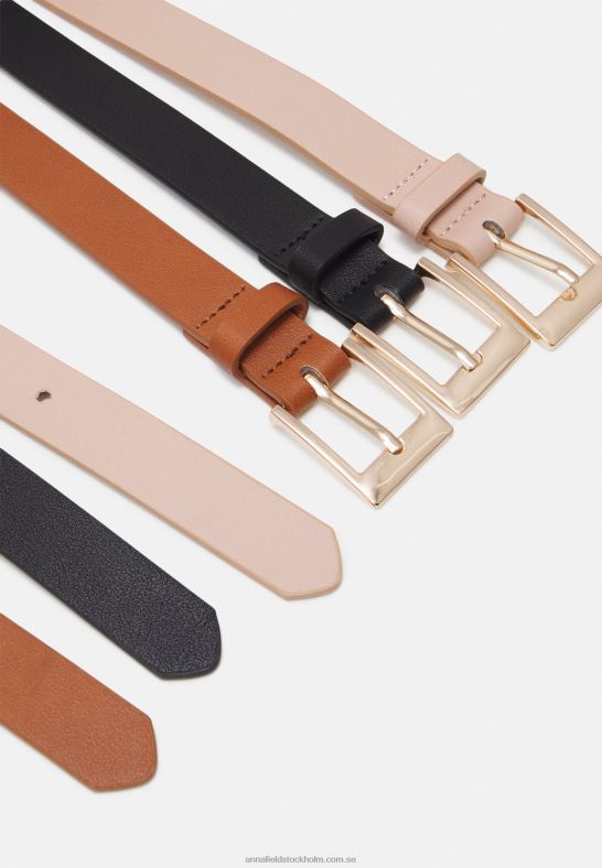 3-pack bälte svart/cognac/rosa Anna Field 42BF62726 kvinnor