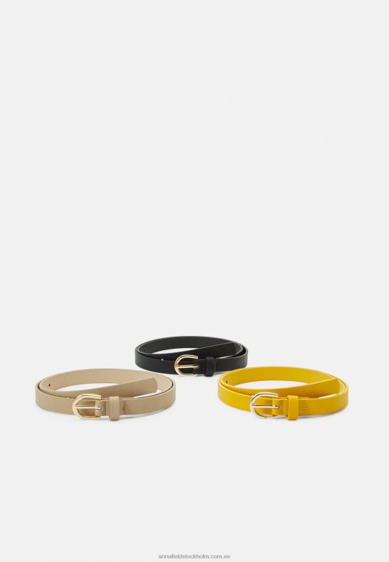 3-pack bälte svart/gult/taupe Anna Field 42BF62729 kvinnor