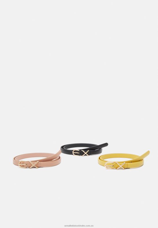 3-pack bälte svart/roséguldfärgat/senapsgult Anna Field 42BF62750 kvinnor