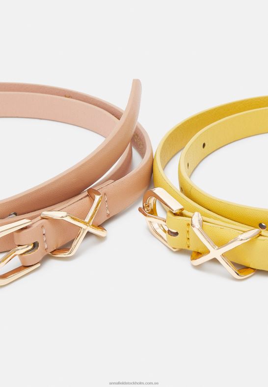 3-pack bälte svart/roséguldfärgat/senapsgult Anna Field 42BF62750 kvinnor