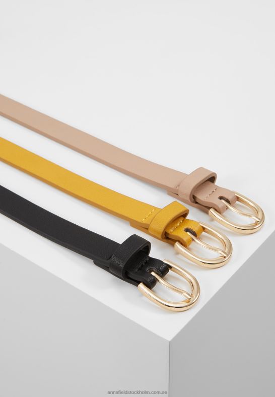 3-pack midjebälte svart/gult/taup Anna Field 42BF62777 kvinnor